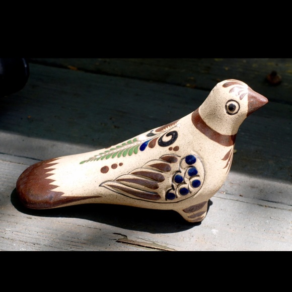Signed Mexico Folk Art, Handmade Terra Cotta, Ceramic Bird Sculpture, Figurine, - Picture 7 of 7